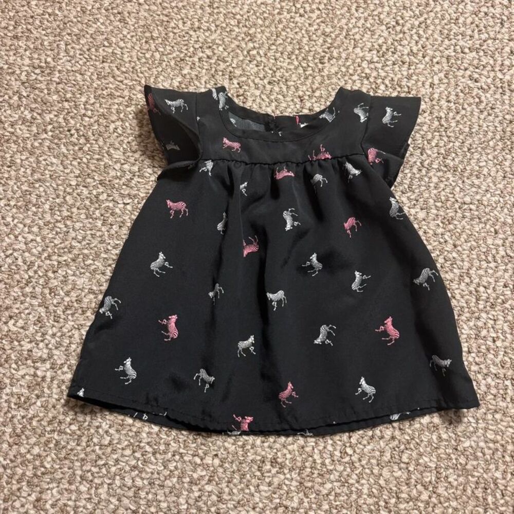 Circo Baby Girl Black Zebra Print Flutter Sleeve Top 12 Months